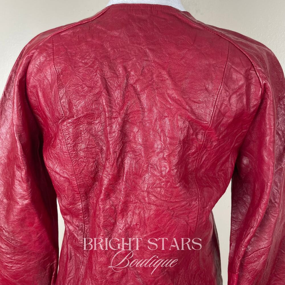 Rare Red Leather Jacket ASO Buffy the Vampire Slayer Tie Front Vintage Y2K - Picture 12 of 12